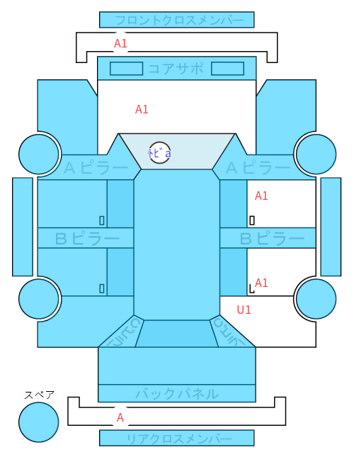 Body condition diagram (damage marks, Japanese labels)