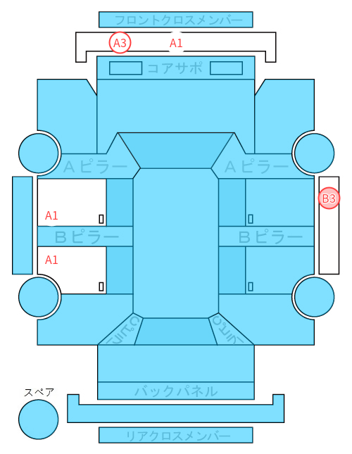 Body condition diagram (damage marks, Japanese labels)