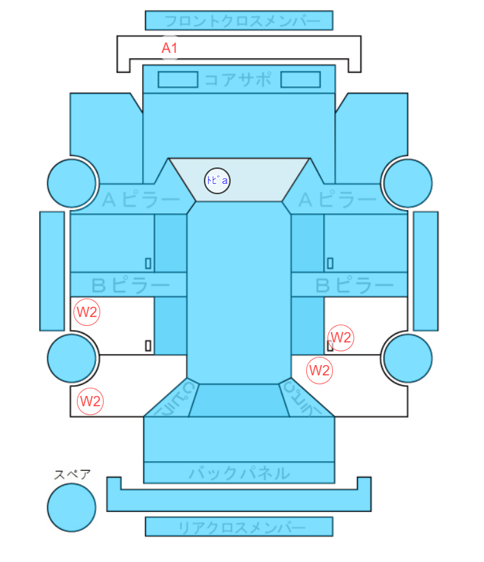 Body condition diagram (damage marks, Japanese labels)