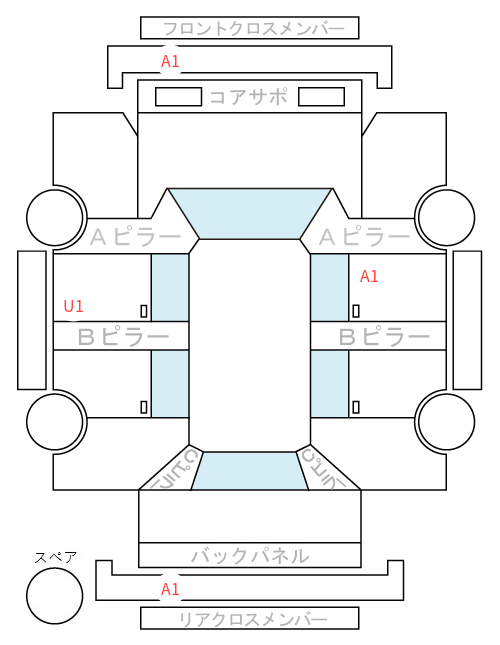 Body condition diagram (damage marks, Japanese labels)