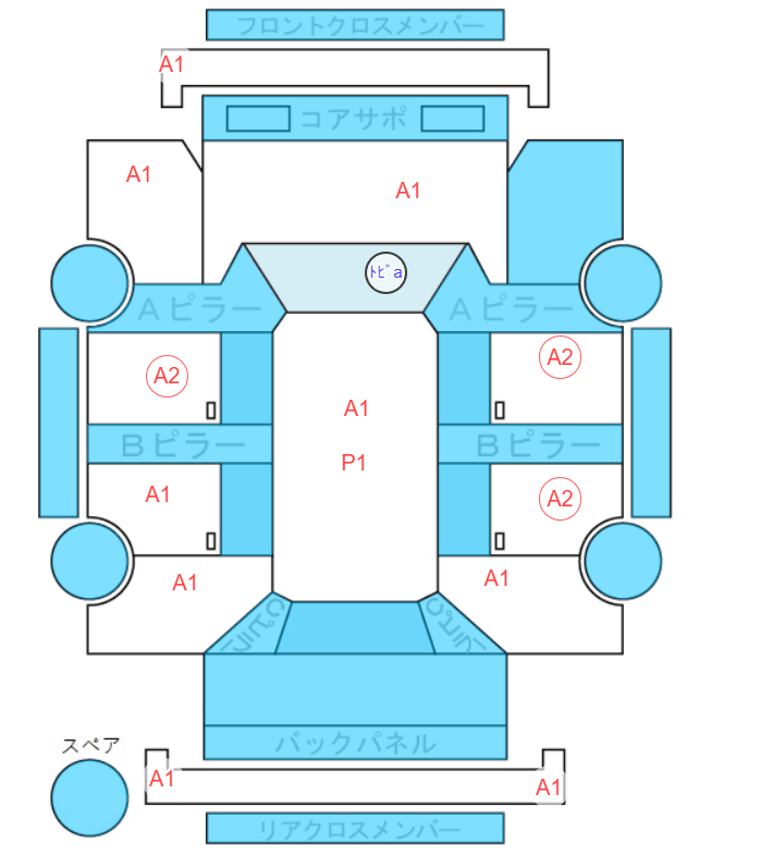 Body condition diagram (damage marks, Japanese labels)