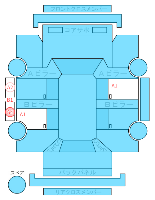 Body condition diagram (damage marks, Japanese labels)