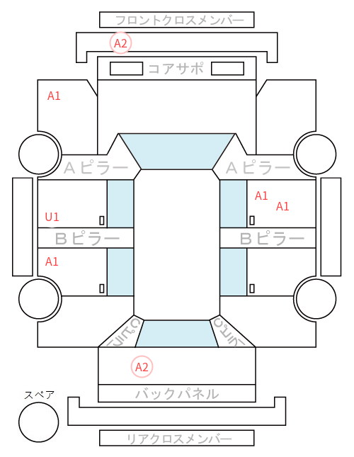 Body condition diagram (damage marks, Japanese labels)