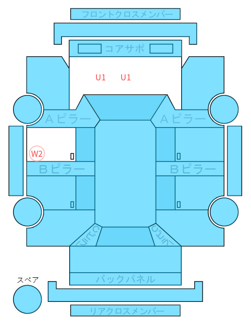 Body condition diagram (damage marks, Japanese labels)
