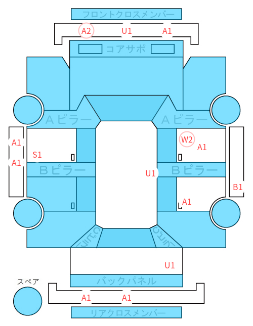 Body condition diagram (damage marks, Japanese labels)