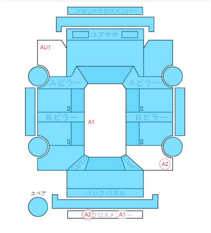 Body condition diagram (damage marks, Japanese labels)