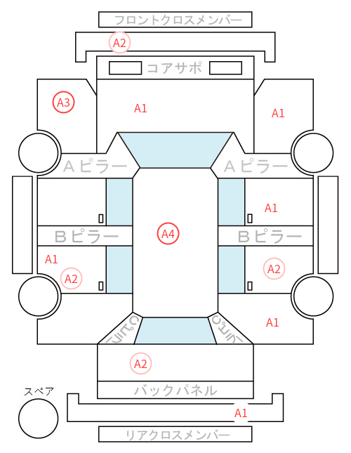 Body condition diagram (damage marks, Japanese labels)