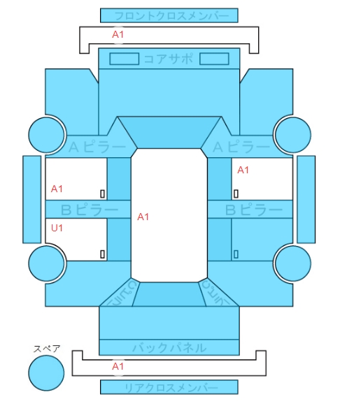 Body condition diagram (damage marks, Japanese labels)