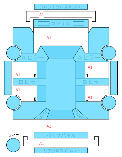 Body condition diagram (damage marks, Japanese labels)