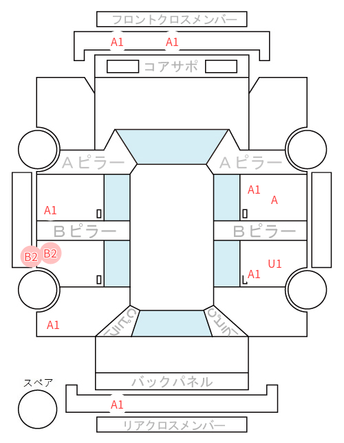Body condition diagram (damage marks, Japanese labels)