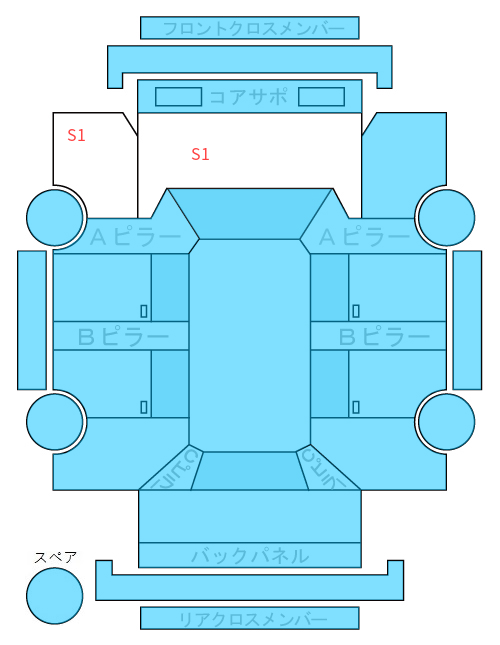 Body condition diagram (damage marks, Japanese labels)