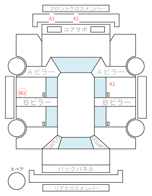Body condition diagram (damage marks, Japanese labels)