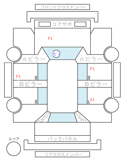 Body condition diagram (damage marks, Japanese labels)