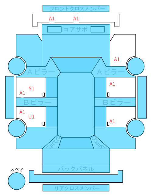 Body condition diagram (damage marks, Japanese labels)