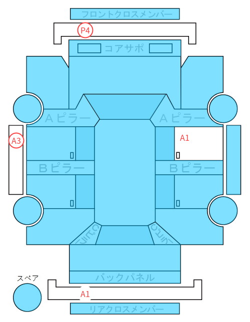 Body condition diagram (damage marks, Japanese labels)