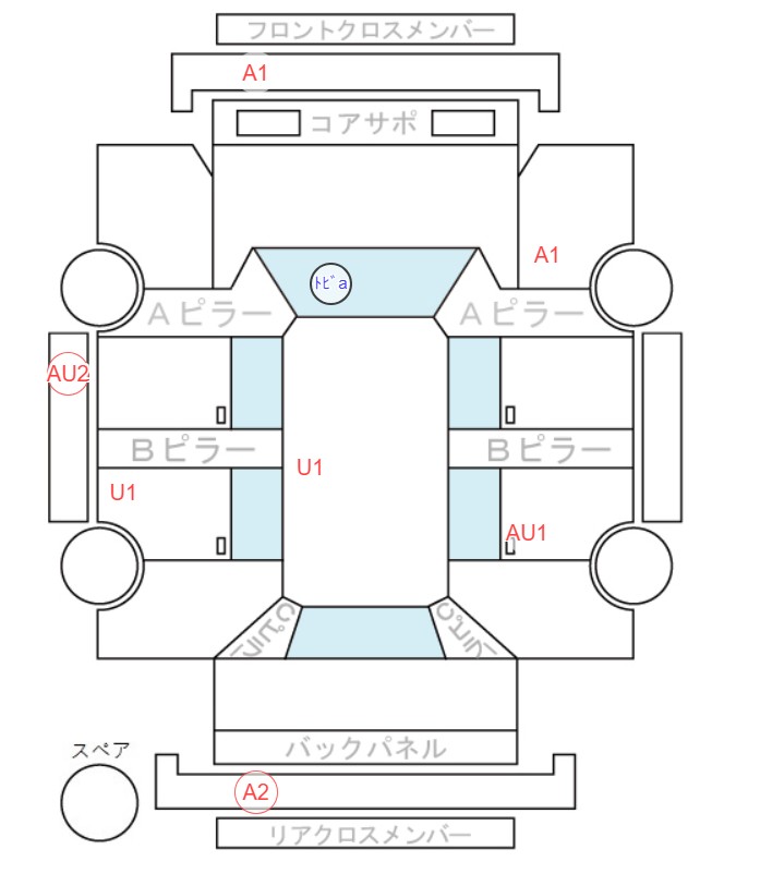Body condition diagram (damage marks, Japanese labels)