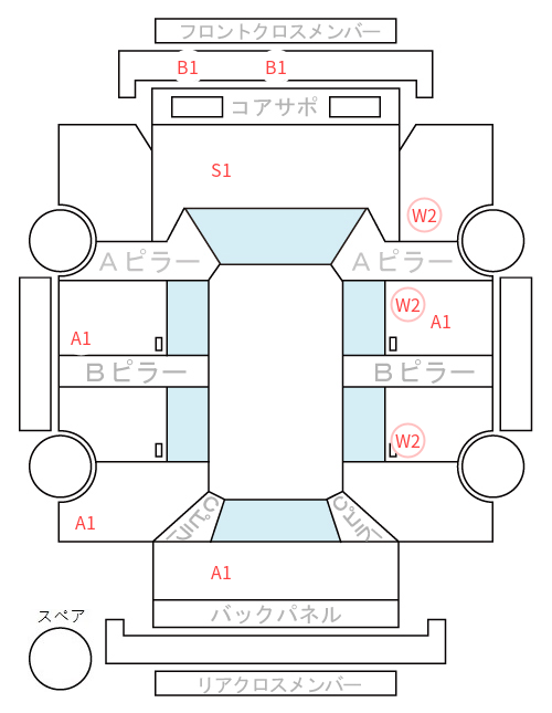 Body condition diagram (damage marks, Japanese labels)