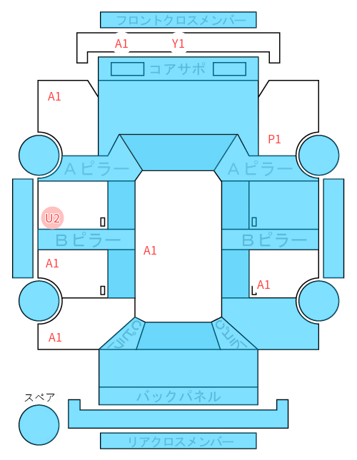 Body condition diagram (damage marks, Japanese labels)