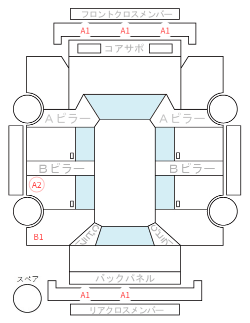 Body condition diagram (damage marks, Japanese labels)