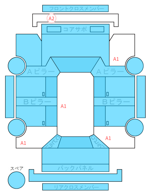 Body condition diagram (damage marks, Japanese labels)