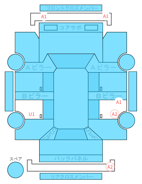 Body condition diagram (damage marks, Japanese labels)