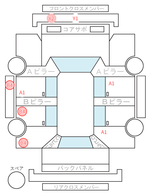 Body condition diagram (damage marks, Japanese labels)