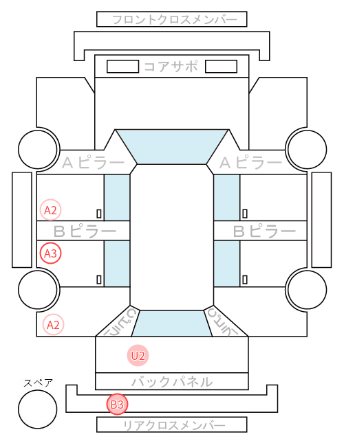 Body condition diagram (damage marks, Japanese labels)