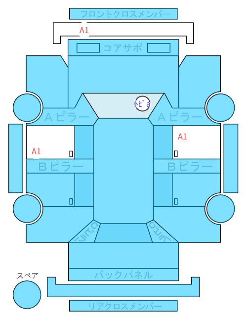 Body condition diagram (damage marks, Japanese labels)