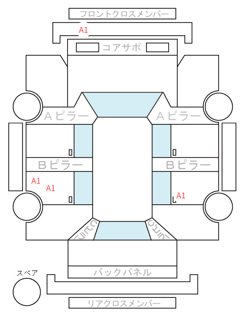 Body condition diagram (damage marks, Japanese labels)