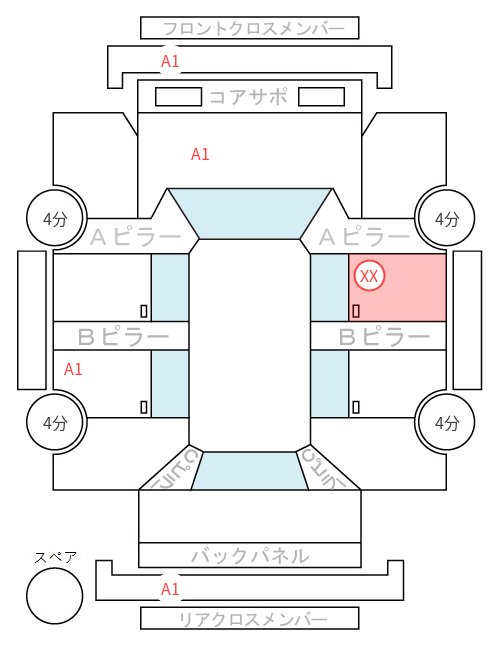 Body condition diagram (damage marks, Japanese labels)