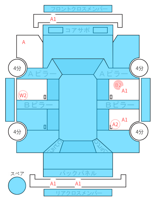 Body condition diagram (damage marks, Japanese labels)