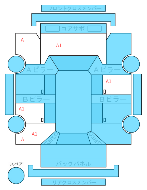 Body condition diagram (damage marks, Japanese labels)