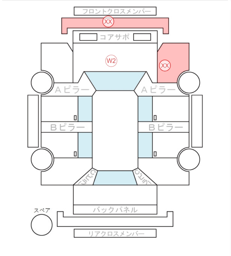 Body condition diagram (damage marks, Japanese labels)