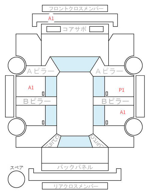 Body condition diagram (damage marks, Japanese labels)