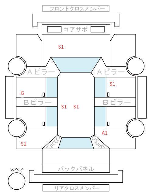 Body condition diagram (damage marks, Japanese labels)