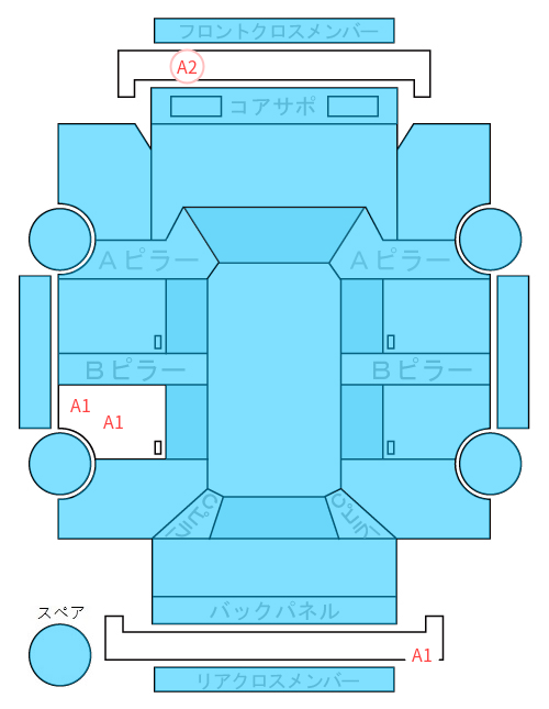 Body condition diagram (damage marks, Japanese labels)