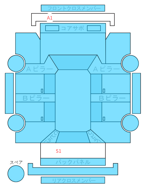 Body condition diagram (damage marks, Japanese labels)