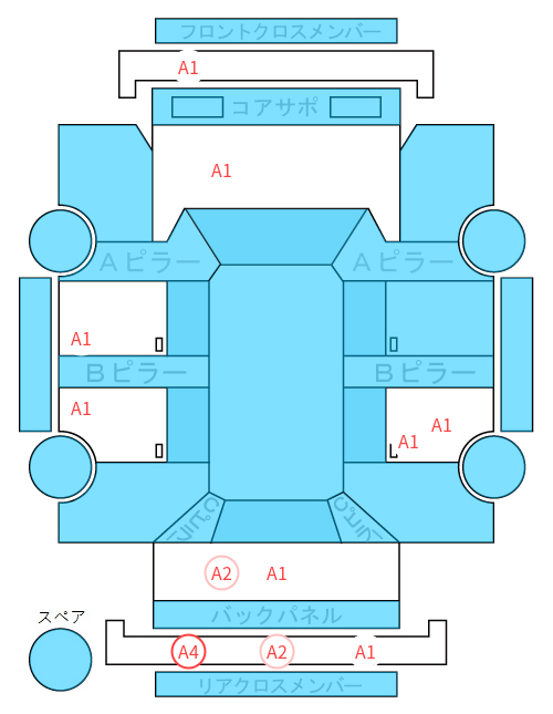 Body condition diagram (damage marks, Japanese labels)
