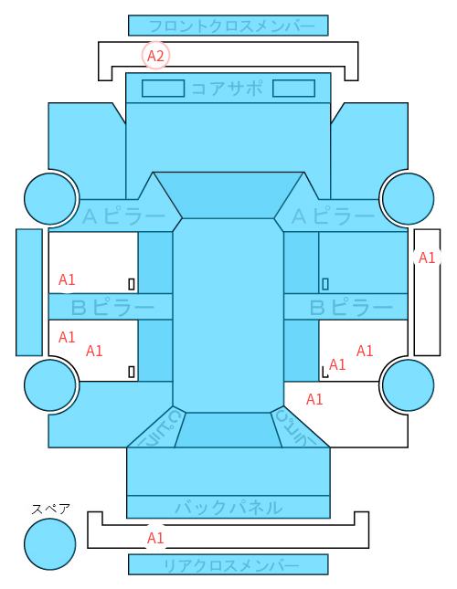 Body condition diagram (damage marks, Japanese labels)