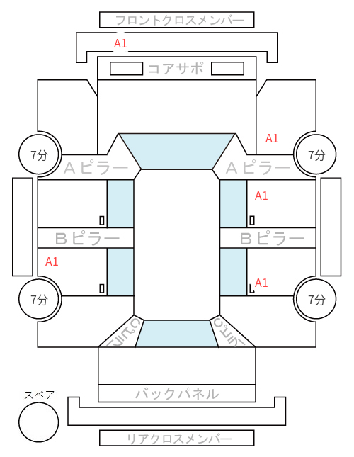 Body condition diagram (damage marks, Japanese labels)