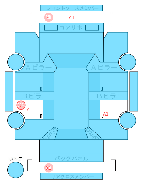 Body condition diagram (damage marks, Japanese labels)
