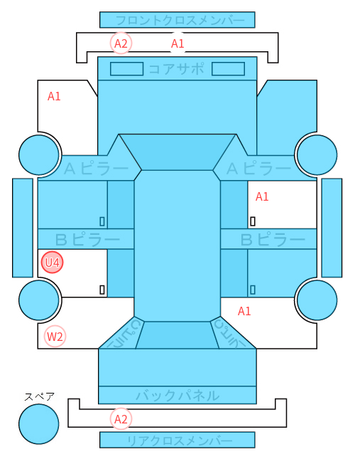 Body condition diagram (damage marks, Japanese labels)