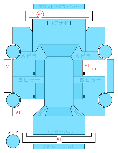 Body condition diagram (damage marks, Japanese labels)