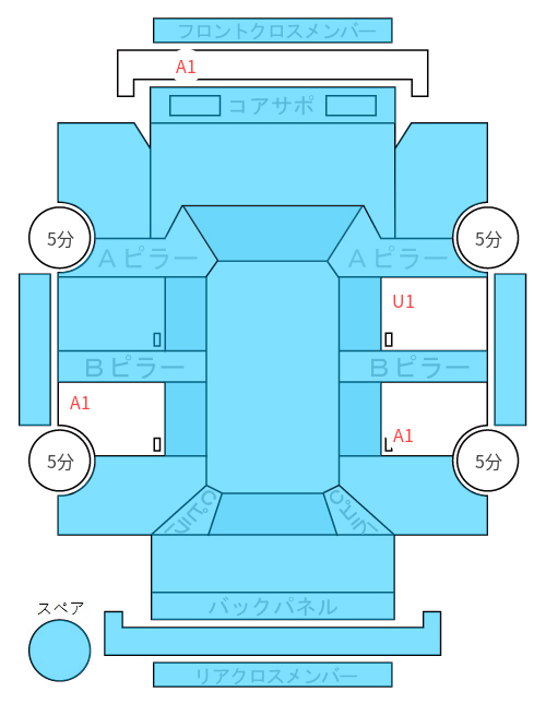 Body condition diagram (damage marks, Japanese labels)