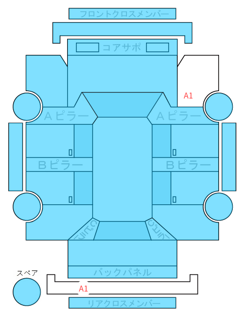Body condition diagram (damage marks, Japanese labels)