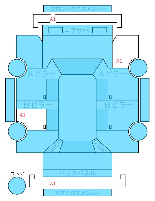 Body condition diagram (damage marks, Japanese labels)
