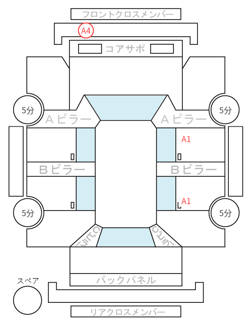 Body condition diagram (damage marks, Japanese labels)