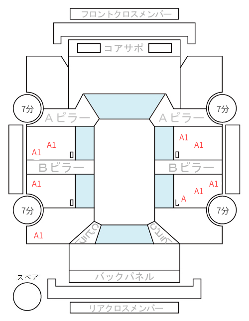Body condition diagram (damage marks, Japanese labels)