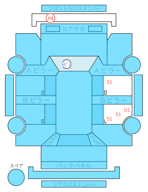 Body condition diagram (damage marks, Japanese labels)