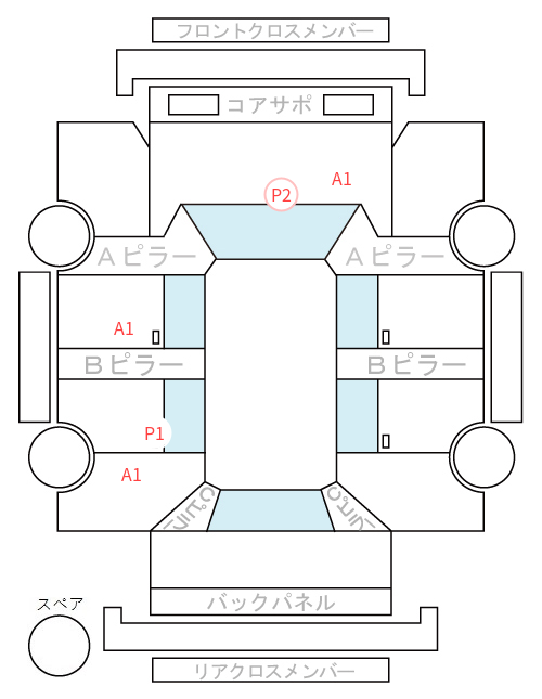 Body condition diagram (damage marks, Japanese labels)